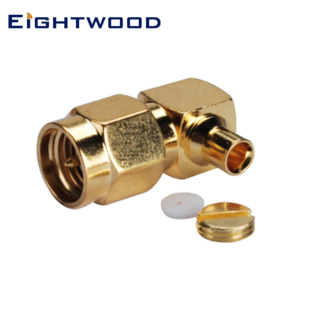 Eightwood 5PCS SMA Plug Male RF Coaxial Connector Adapter Right Angle Solder for Semi-rigid .086'' RG405 RG402 RF Coaxial Cable