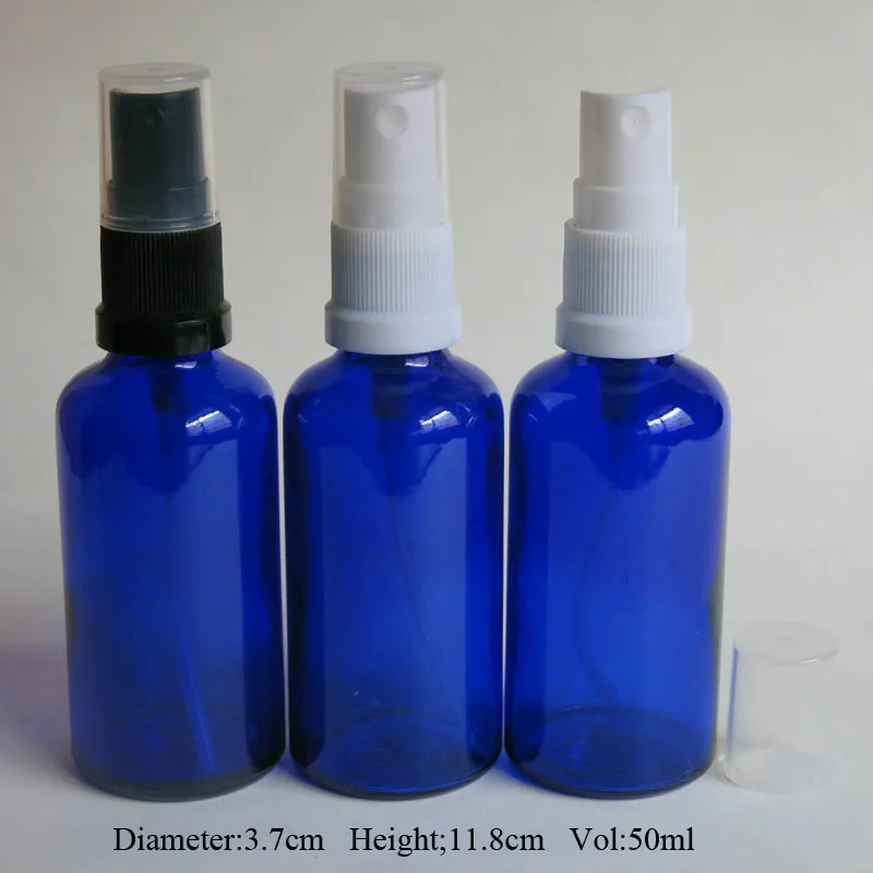 

wholesale 100pcs 50 ml BLUE glass bottle with mist sprayer, empty Essential Oil Spray Glass Bottle 50ml wholesale