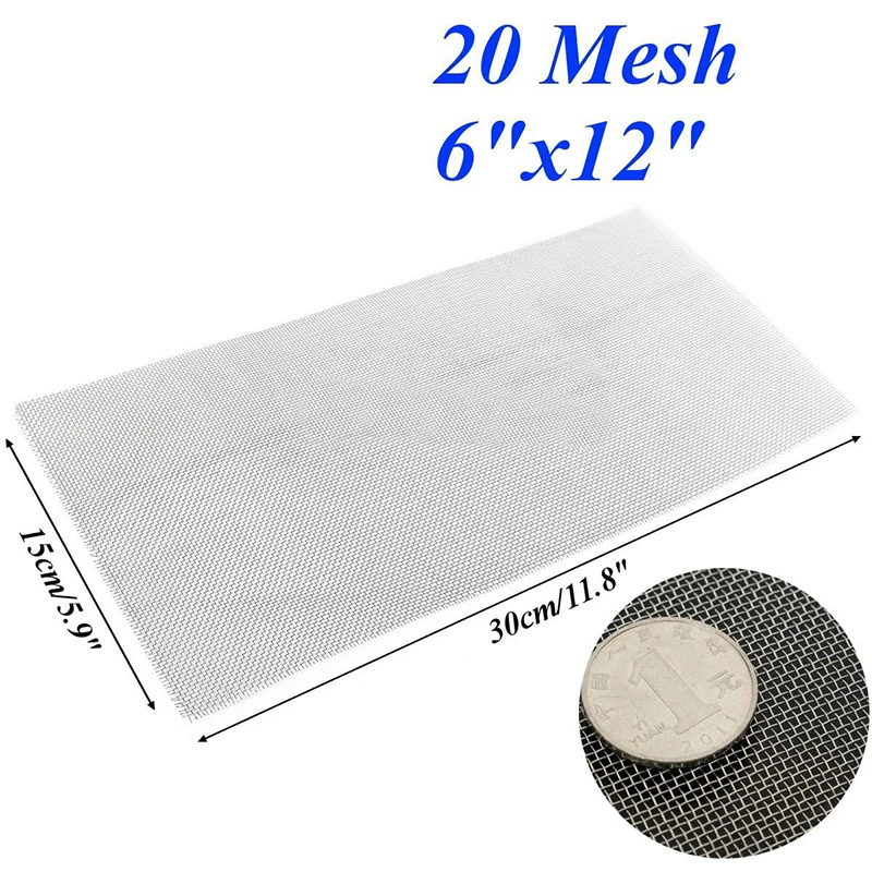 5/8/20/30/40 Mesh Stainless Steel Woven Cloth Screen Wire Filter Sheet 6x12\'\'