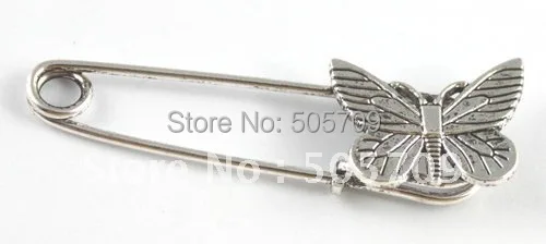 60PCS Tibetan silver butterfly Safety Pin Brooch A15548