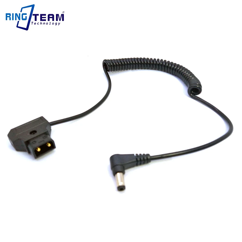 In - Out + Male PTap DTap Power D-Tap to 5.5*2.5mm DC Right Angle Plug Coiled Stretch Cable For Sony Light Lamps