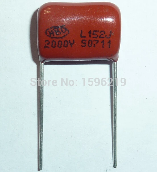 

100pcs CBB capacitor 152 2000V 152J 2KV 1500pF 1.5nF P15 CBB81 Metallized Polypropylene Film Capacitor