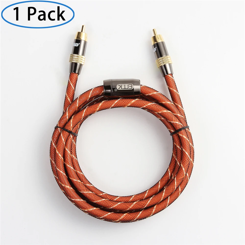 EMK Subwoofer Cable RCA to RCA Cable Digital Coaxial Audio Cable Dual Shielded Gold Plated 5m 10m