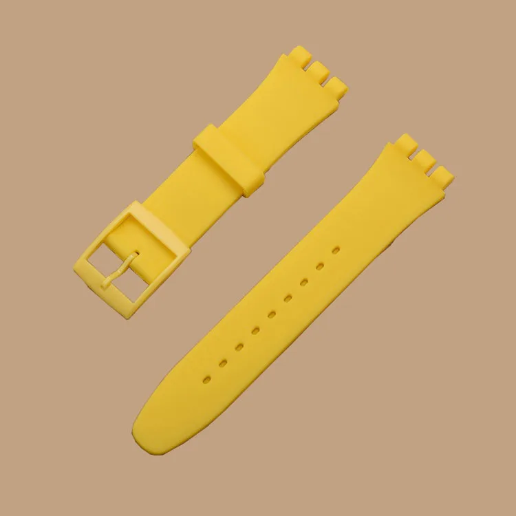 SeaTopTon Solid Silicon Rubber 17mm 19mm 20mm For SWATCH Watch Accessories Military watchbands Strap Bands Plastic Buckle