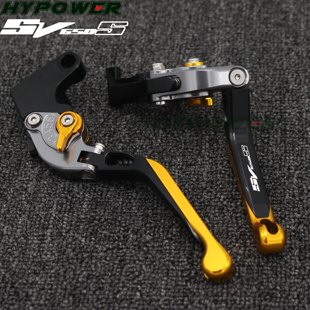 !With Logo CNC Adjustable Folding Extendable Motorcycle Brake Clutch Levers For Suzuki SV650S SV 650S 1999-2009