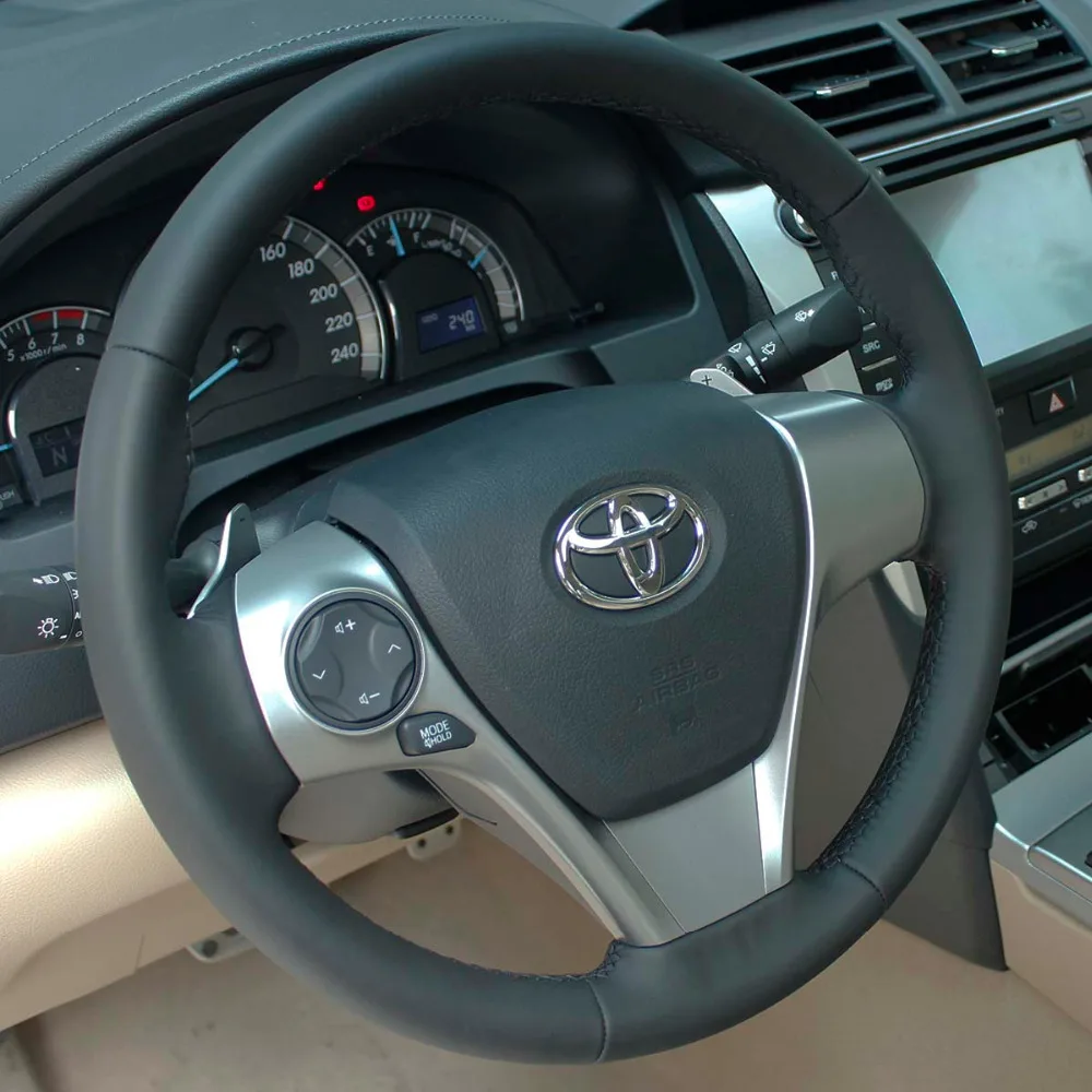 PONSNY Black Artificial Leather Car Steering Wheel Cover for Toyota Camry 2012 2013 2014 Venza 2013 2014 2015