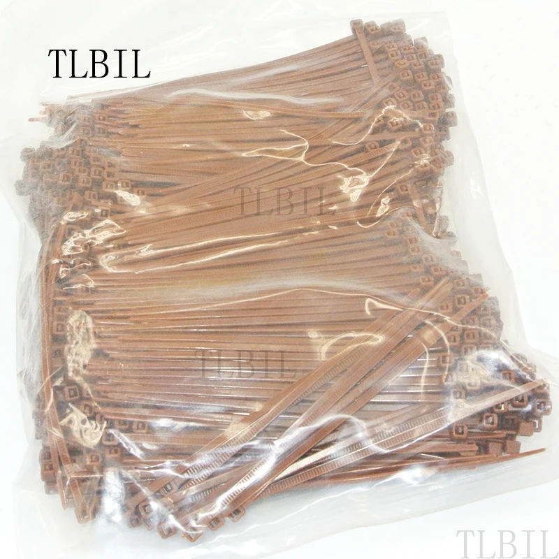 1000Pcs/lot 3 X 100mm Brown Gray Cable Wire Zip Ties Self Locking Nylon Cable Tie