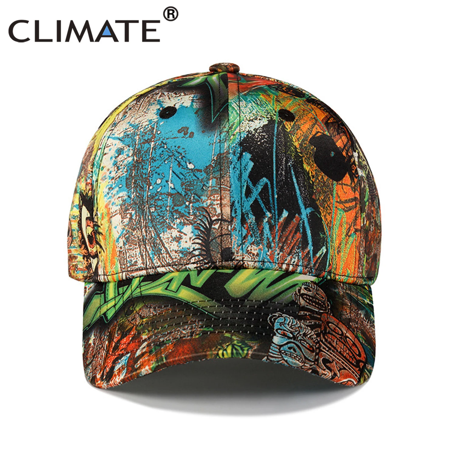 CLIMATE Hip Hop Baseball Cap Men Women Street Dancer Cap Skateboard Graffiti Doodle Hat Busker Fans Caps Hat for Men Women Youth