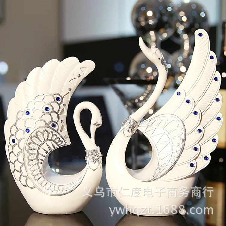 

Modern minimalist living room bedroom resin diamond couple swan ornaments, wedding engagement gift Household items