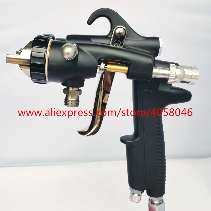 HVLP 1.4mm newest type Double Nozzle Spray Gun,Pressure Feed Spray Gun, Nano Chrome Paint Sprayer , Dual Head Pneumatic Sprayer