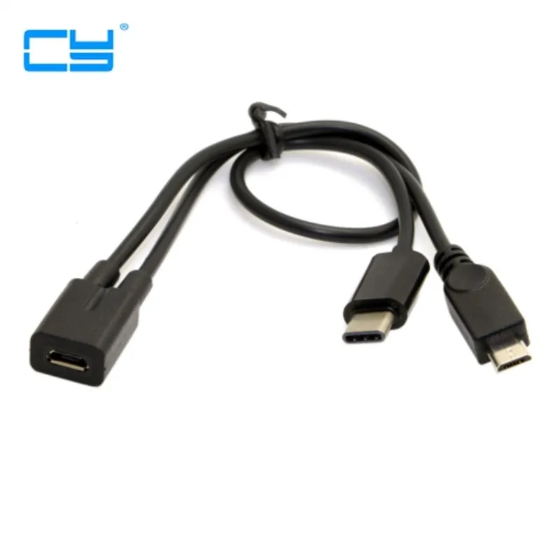 

Micro USB Female to USB 3.1 USB-C Type C & Micro USB Male Splitter Charged Extension Cable