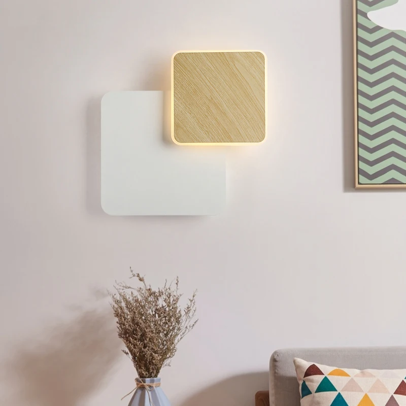 BOTIMI 디자이너 LED 벽 램프 거실 장식 나무 벽 조명 머리맡 램프 흰색 벽 Sconce 실내 조명기구