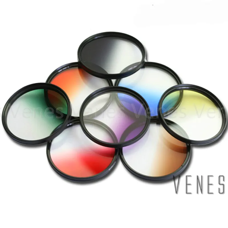 Venes 55mm Gradual Pink or Brown or purple Lens Filter Camera Accessory for Canon Nikon Sony