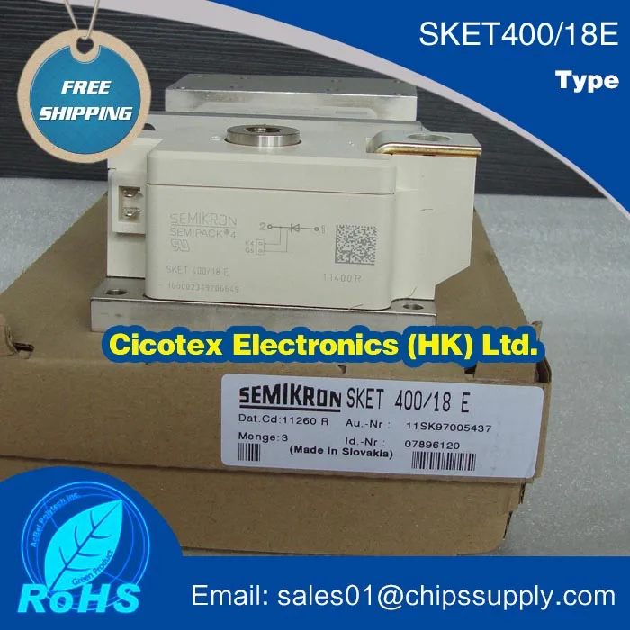 

SKET400/18E THYRISTOR MODULE 400A 1.8KV SKET400-18E 1800V SKET40018E SKET400/18 E SKET 400/18E SK ET400/18E