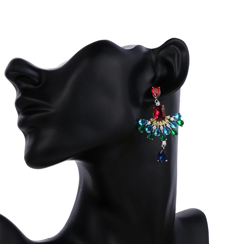 Emmaya Long Fashion Luxury New Design Multicolor Flower Zircon For Female Earrings High Quality AAA Cubic Zirconia Jewelry