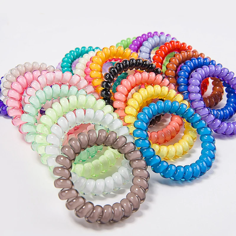 Fashion Cute Candy Color Hair Accessories Telephone Line Hair Rope For Women Girls Hair Bands High Quality Elastic Hair Ring Gum