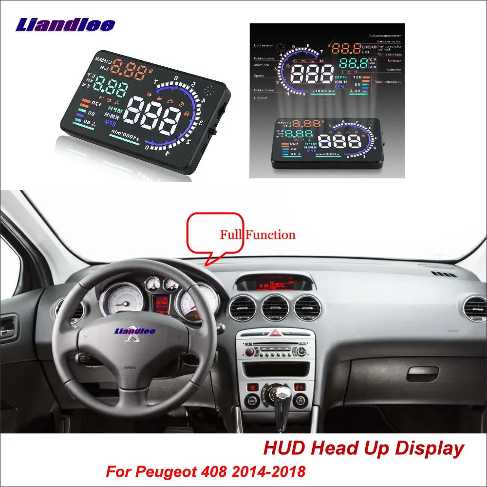 

Liandlee For Peugeot 206 207 407 408 2014-2018 OBD Safe Driving Screen Car HUD Head Up Display Projector Refkecting Windshield