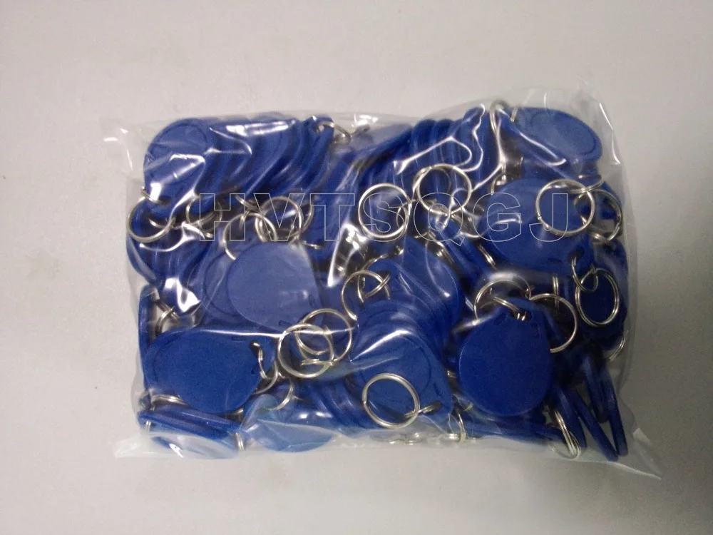 100pcs/bag RFID key fobs ring 125KHz proximity ABS ID key tags for access control with TK4100/EM4100 chip free shipping