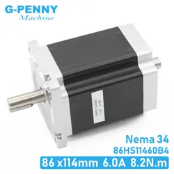 NEMA 34 CNC stepper motor 86X114mm Double Shaft 8.2 N.m 6A  stepping motor 1172Oz-in for CNC engraving machine and 3D printer!