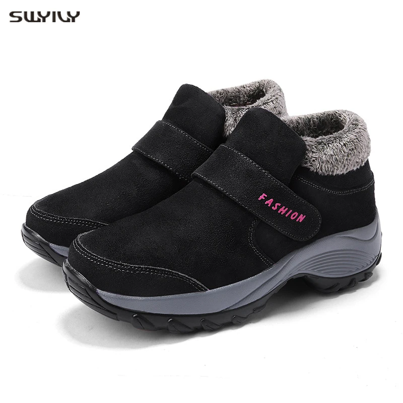 

SWYIVY Toning Shoes Women Platform Sneakers Wedge Swing Shoes Lose 2019 Autumn Winter Velvet Fur Warm Sport Sneakers Platform