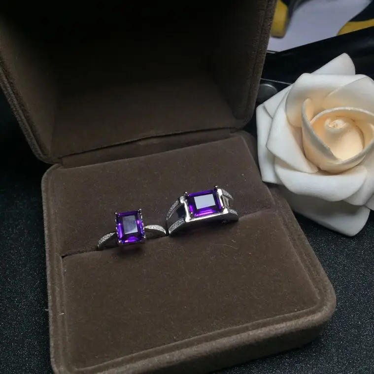 The best gift for Valentine's Day Natural Amethyst Ring For Your Lover Couple Rings Amethyst  Lover's Ring 925 sterling silver