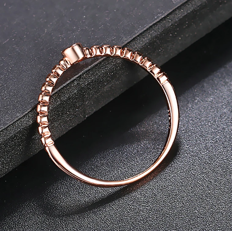 Dainty Ring For Women Simple Thin Crystal CZ Water Drop Rose Gold Color Sliver Color Proposal Gift Fashion Jewelry R421 R423