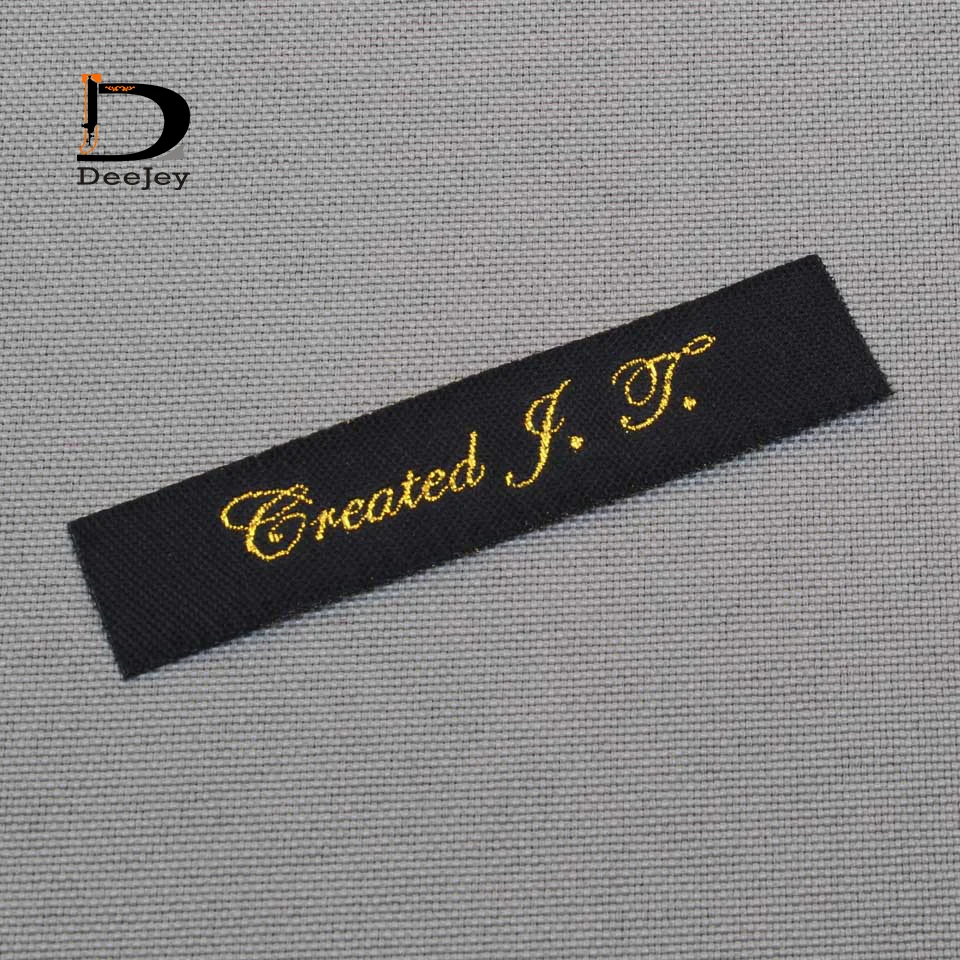 Custom brand clothing labels polyester cotton mixture yarn private logo woven tags 1000pcs/lot