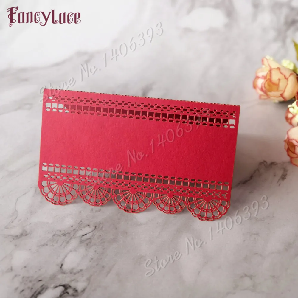 

50pcs Red Lace Name Place Cards Wedding Decoration Table Decor Table Name Message Greeting Card Baby Shower Party Supplies