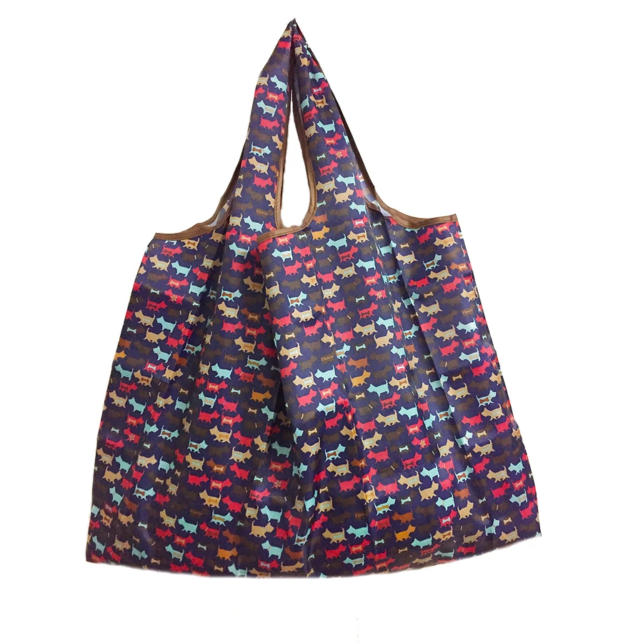 Sac de recyclage pliable pour dames, sac fourre-tout réutilisable, dessin animé floral, fruits, légumes, épicerie, cuillère à soupe, FS11, nouveau