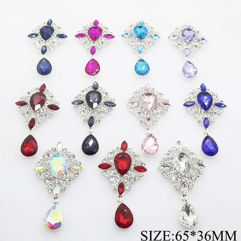 2PCS/LOT 65*36MM Metal Alloy Acrylic Rhinestone Button Crystal Snap Buttons for Clothes Women Scarf Hair Accessories Decorative