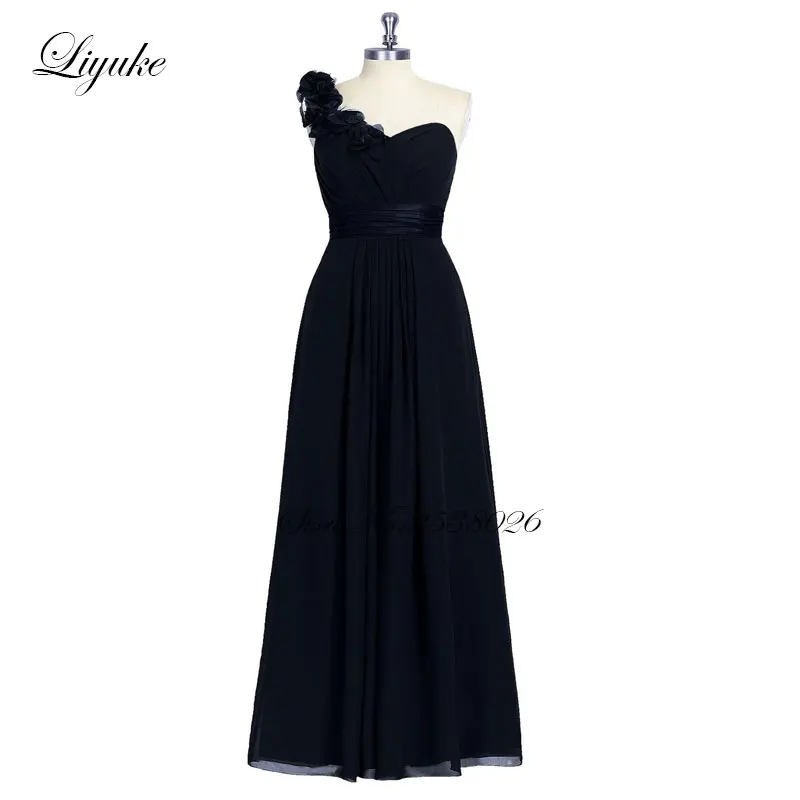 Liyuke One Shoulder Floor Length Prom Dress A Line Sweetheart Party Dress Knee-Length Chiffon Sash Formal Dresses Custom Made