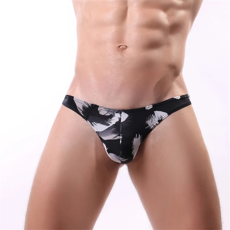 New men\'s underwear sexy fashion print U convex big bag low waist men\'s thong T pants comfortable cool large size male Panties