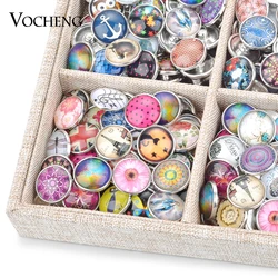 DIY Interchangeable Snap Buttons Jewelry Wholesale Mix Sales 50pcs/Bag Random 18mm Glass Snap Charms for Necklaces Bracelet Gift