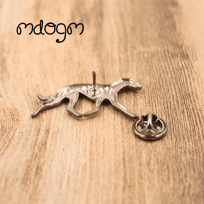 Mdogm Whippet Dog Animal Brooches And Pins  Suit Cute Funny Metal Small Father Collar Badges Fashion Gift For Male Men B064