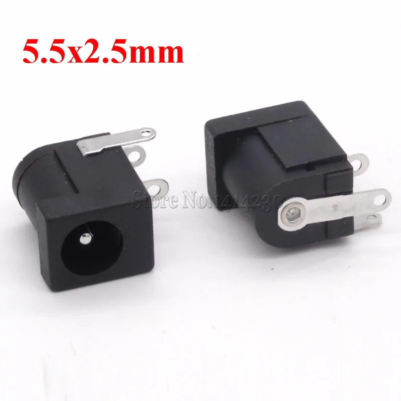 10Pcs DC-005 Black DC Power Jack Socket Connector DC005 5.5*2.5mm 2.5 socket Round the needle