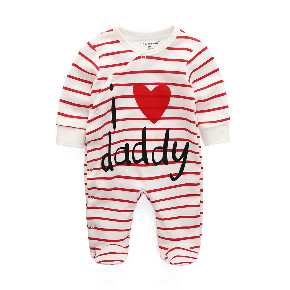 Baby Rompers Cover Newborn boys girls one-pieces Clothes stripe i love mommy printed baby winter sleepsuits ropa bebe clothing