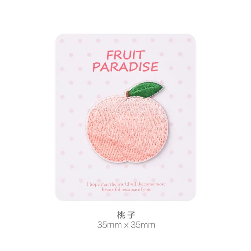 AHYONNIEX 1PC Peach Apple Fruit Embroidery Patches for Bag Jeans Cherry Lemon Iron On Applique for Clothes Small DIY Accessories