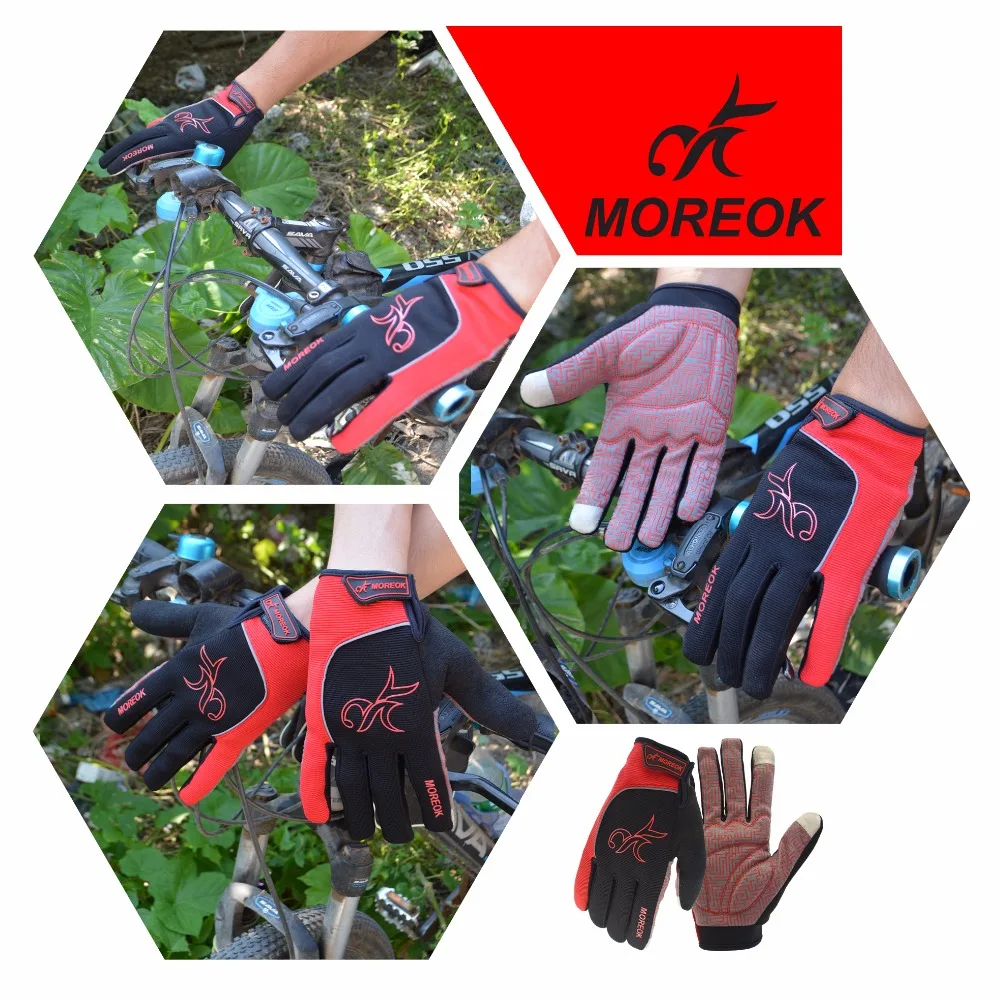 MOREOK Gel Pads Bike Gloves Full finger Autumn Cycling Gloves Anti-slip Touch Screen Bicycle Gloves for Men Women