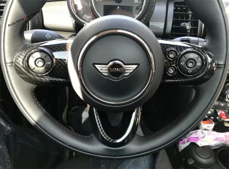 

Yimaautotrims Steering Wheel Button Cover Trim For Mini Cooper F55 F56 F57 3 Door / 5 Door 2014 - 2019 / ABS Interior Mouldings