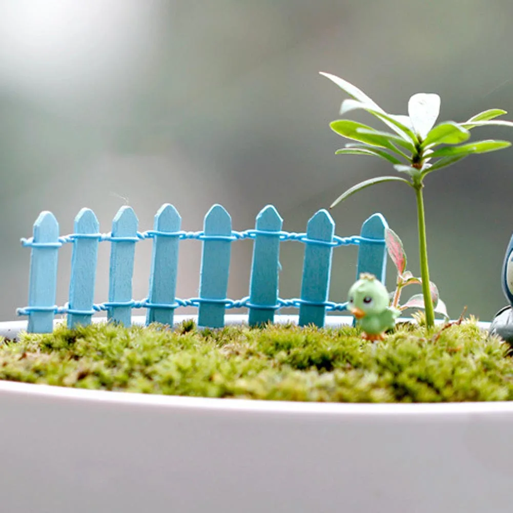1Pcs Miniature Mini Wood Fence DIY Fairy Garden Micro Dollhouse Plant Pot Decor Bonsai Terrarium Ornament DIY Miniature Garden