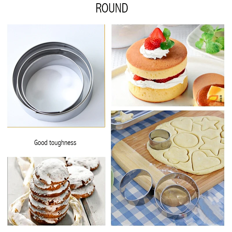 3PCS/Set Stainless Steel Mousse Rings Cookie Cutter Big Round Shape Baker Mold Fondant Jelly Cake Cutter Baking Tool Kitchen