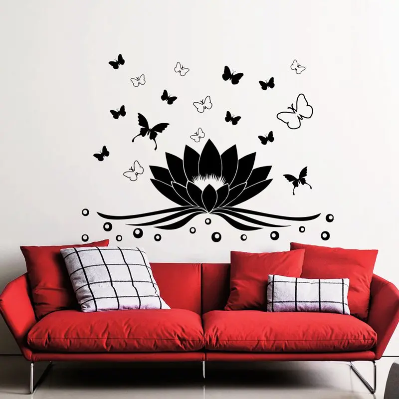 Yoga Club Sticker Lotus Butterfly Hinduism Decal Posters Yug Vinyl Wall Decals Pegatina Decor Mural Yoga Sticker