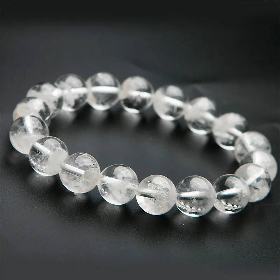 

11mm Natural White Ghost Phantom Quartz Bracelet Jewelry For Woman Man Healing Gift Crystal Clear Beads Gemstone Strands AAAAA