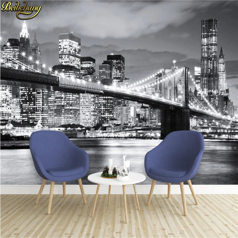 Beibehang-Papier peint photo en vinyle, papier peint 3D, papier peint design New York, BROOKCirCN BRIDGE