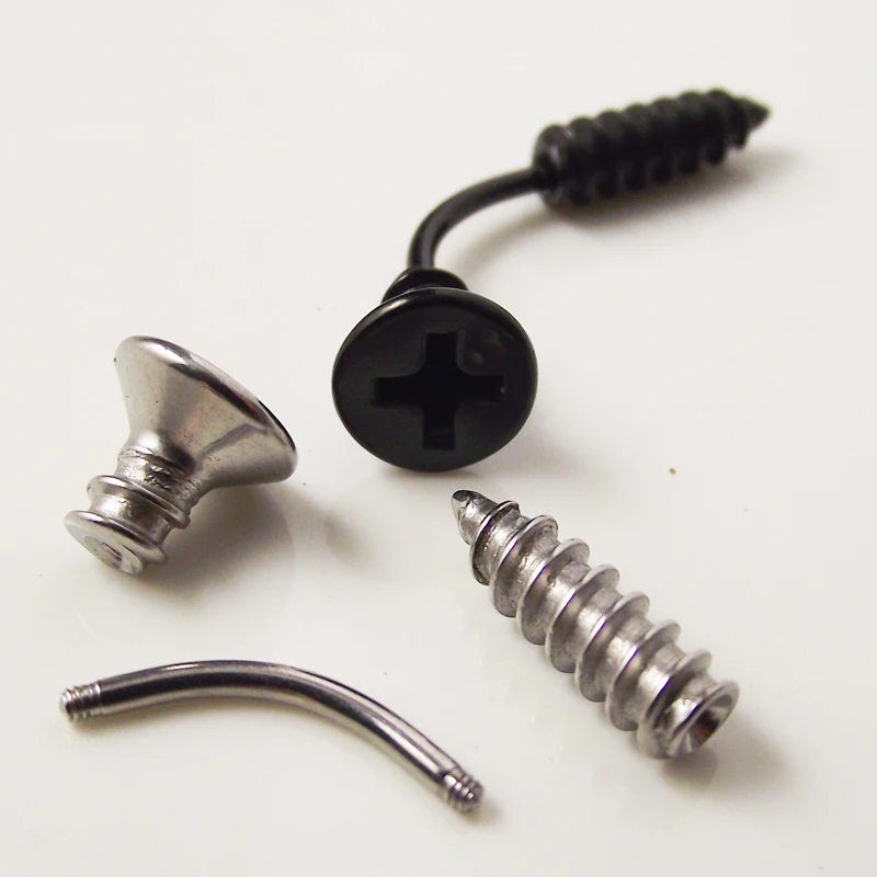 SaYao 1Piece 14G 1.6mm Bar Stainless Steel Punk Screws Belly Ring Screw Belly Button Rings Navel Body Piercing jewelry