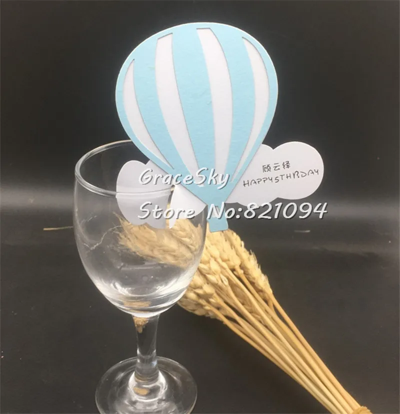 50pcs Balloon with cloud design Wine Glass Place Name Cards Markers Party Table Invitation Cards Party Event Decoration Supplies