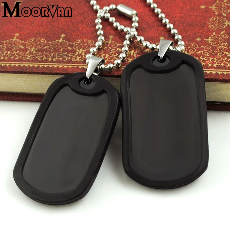 Moorvan Fashion Jewelry Stainless Steel Dog Tag Necklaces Pendant Blank, Military Dog Tag with Silencer, Wholesale,VJP19