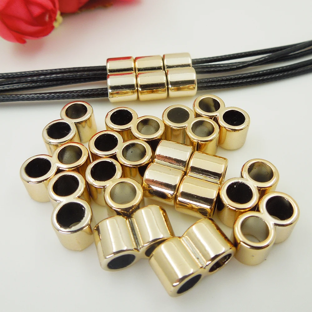 UV plated Spacer Beads double Pattern Hair Braid dread dreadlock About 14*7*7mm,Hole:Approx 5mm,50 PCs