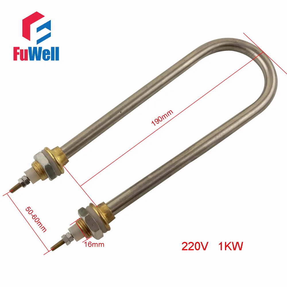 U Shaped Stainless Steel Heating Tube Element 220V 1KW Electric Water Heater Pipe for Water Heating