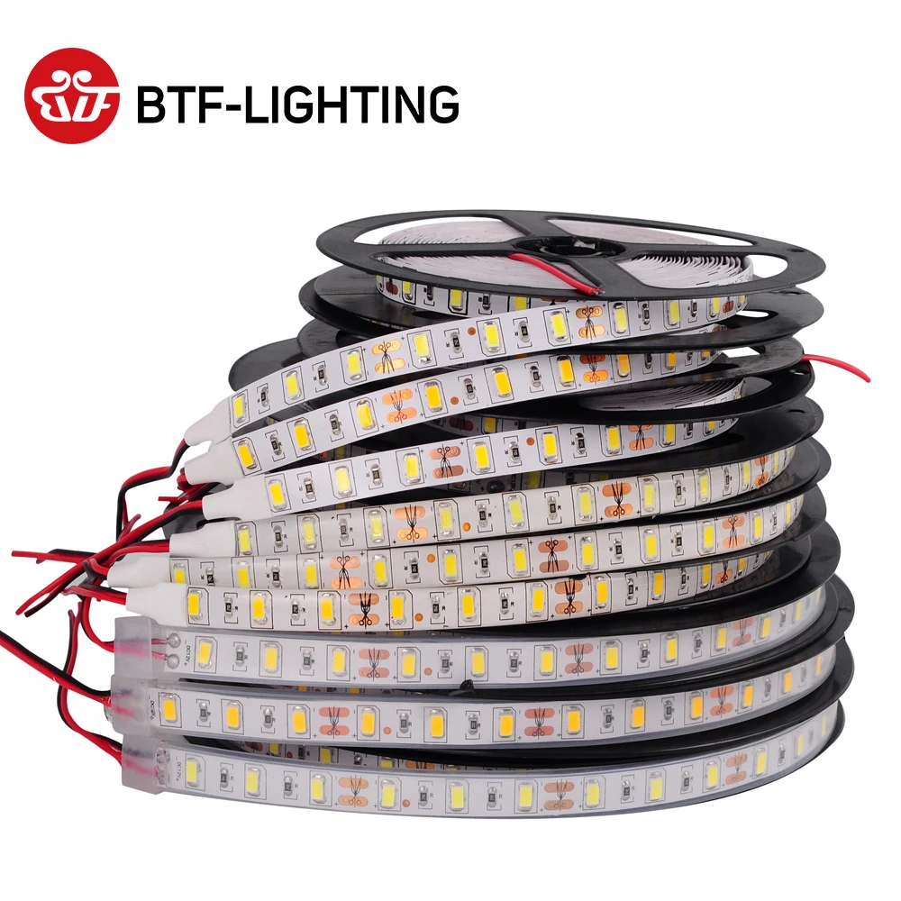 Tira de luces Led de 12V, iluminación Flexible, 5730, 5630 SMD, blanco frío Natural cálido, 5m, 300 LED más brillante que 5050, 3528, 2835